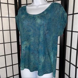 LUCKY BRAND Flowy Short Sleeve Top Teal Size Small